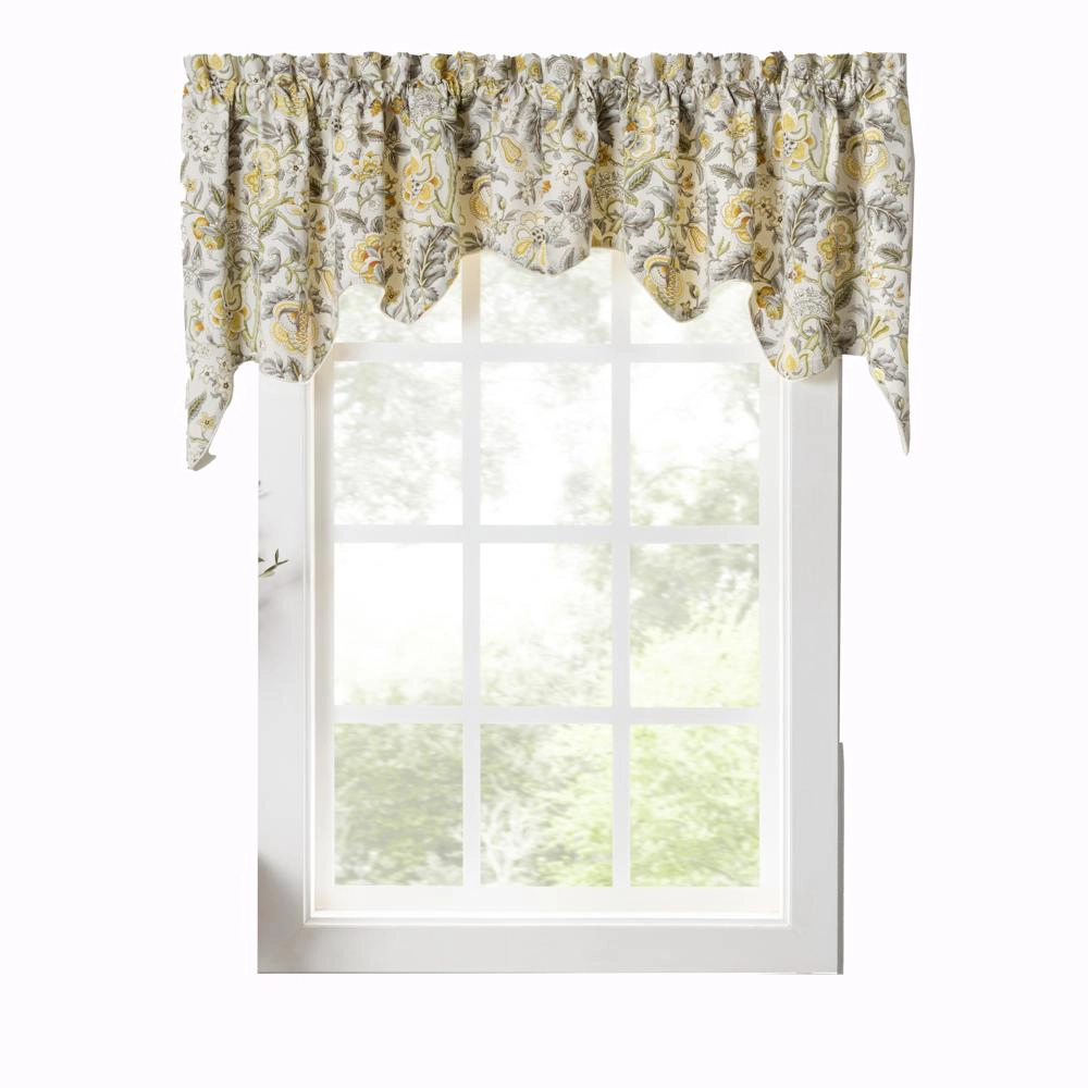 Ellis Curtain Regency Swag Shaped 3" Rod Pocket Valances for Windows 100" x 30" Grey