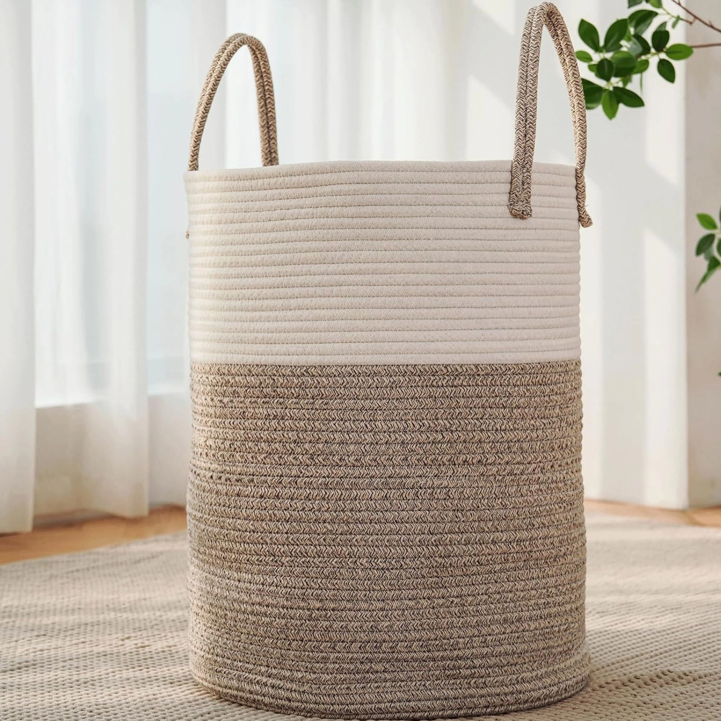 Stock Preferred Large Woven Cotton Rope Laundry Basket Hamper 60L Storage Bin