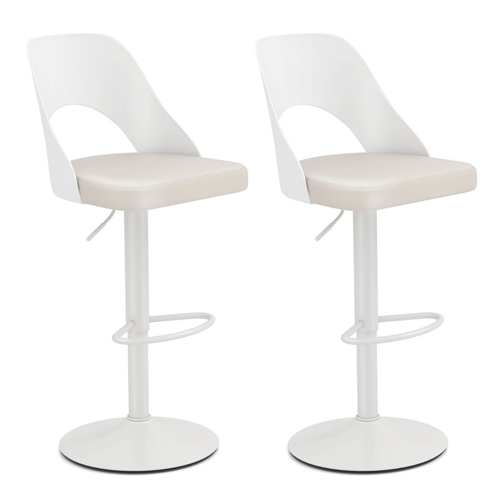 SUGIFT Set of 2 Adjustable Swivel Bar Stools, PU Leather, Counter to Bar Height