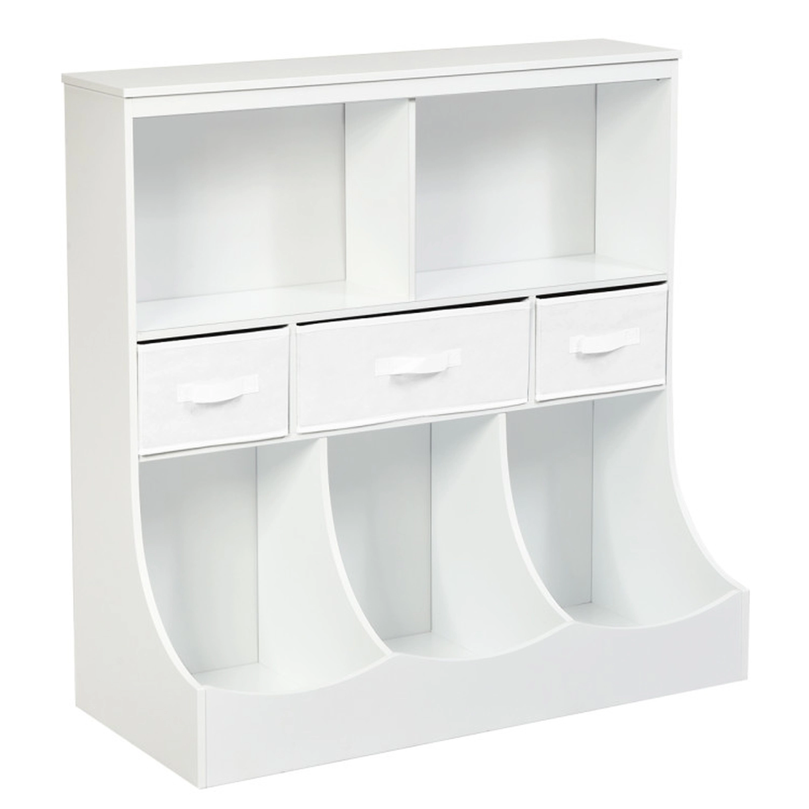 SUGIFT Kids 8 Cubes 3 Detachable Non-Woven Drawers Cubby Toy Storage Organizer 37-in x 16-in x 37-in 66-lb Top White
