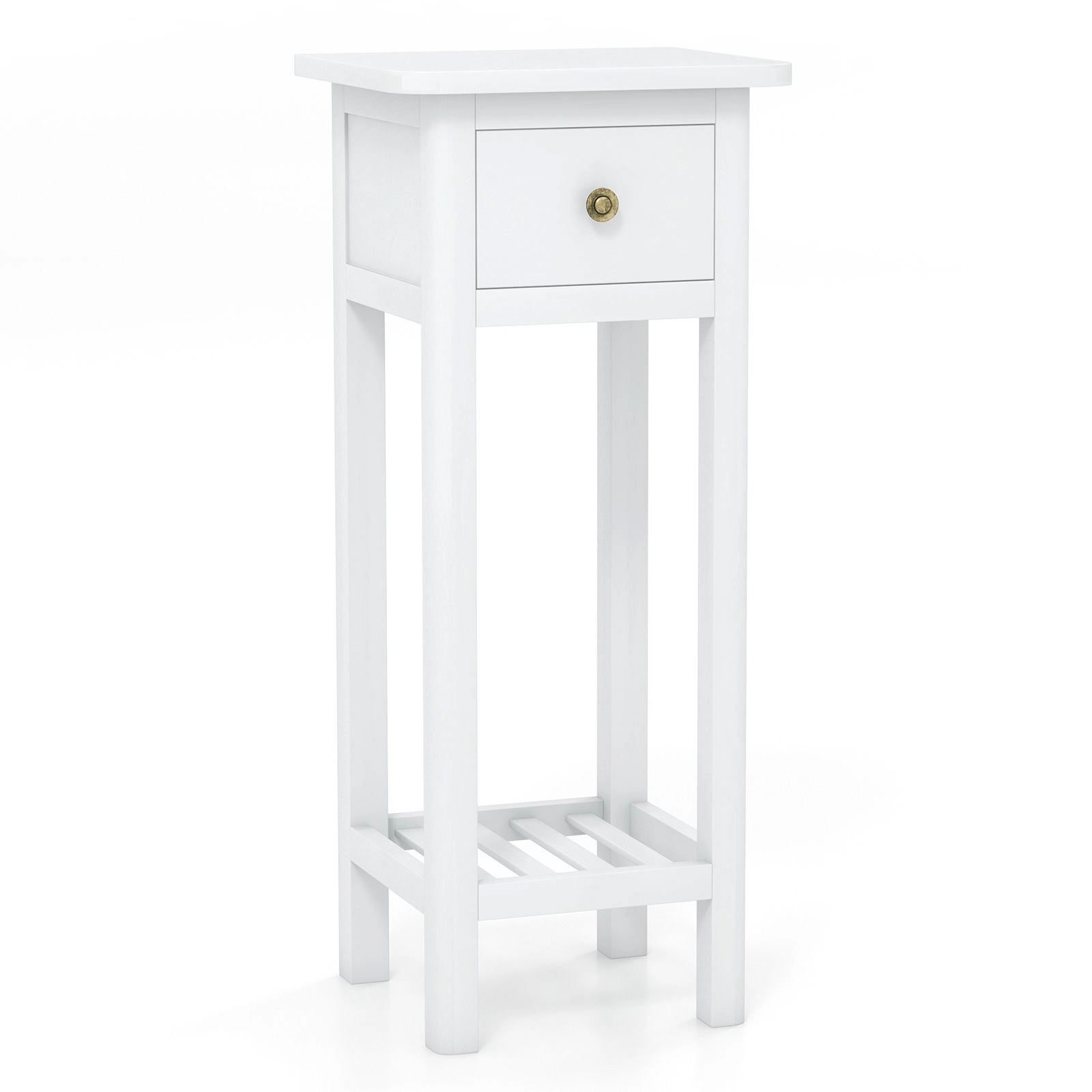 SlickBlue Vintage Side Table with Drawer and Storage Shelf