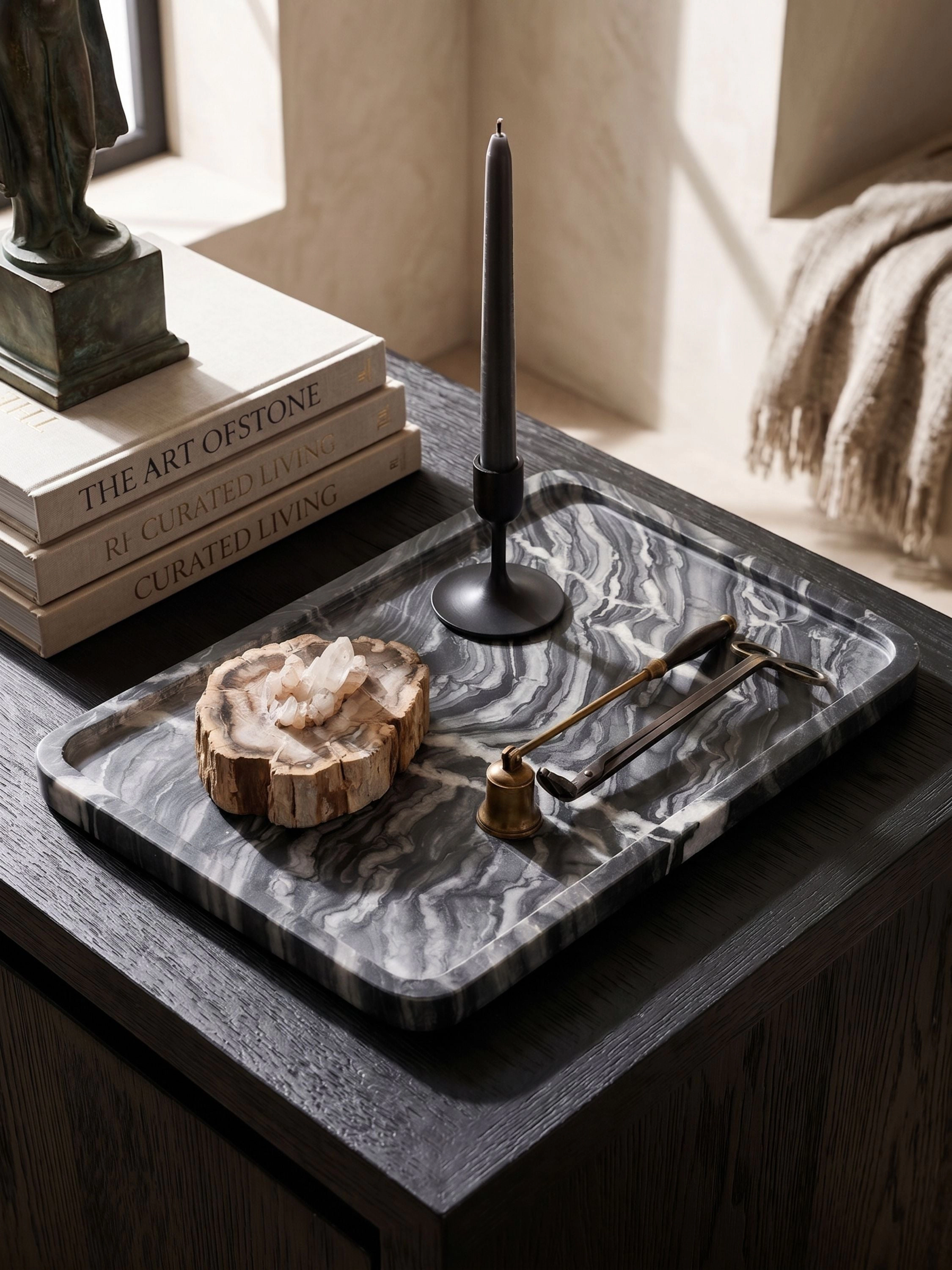 GAURI KOHLI Frontier Black Marble Tray