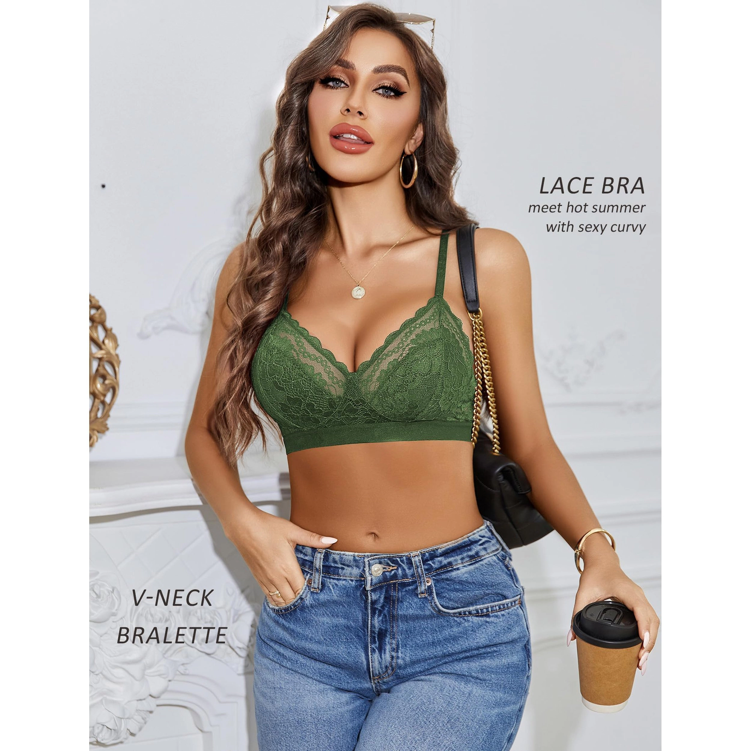 Avidlove Women's Lace Wireless Unlined Racerback Bralette