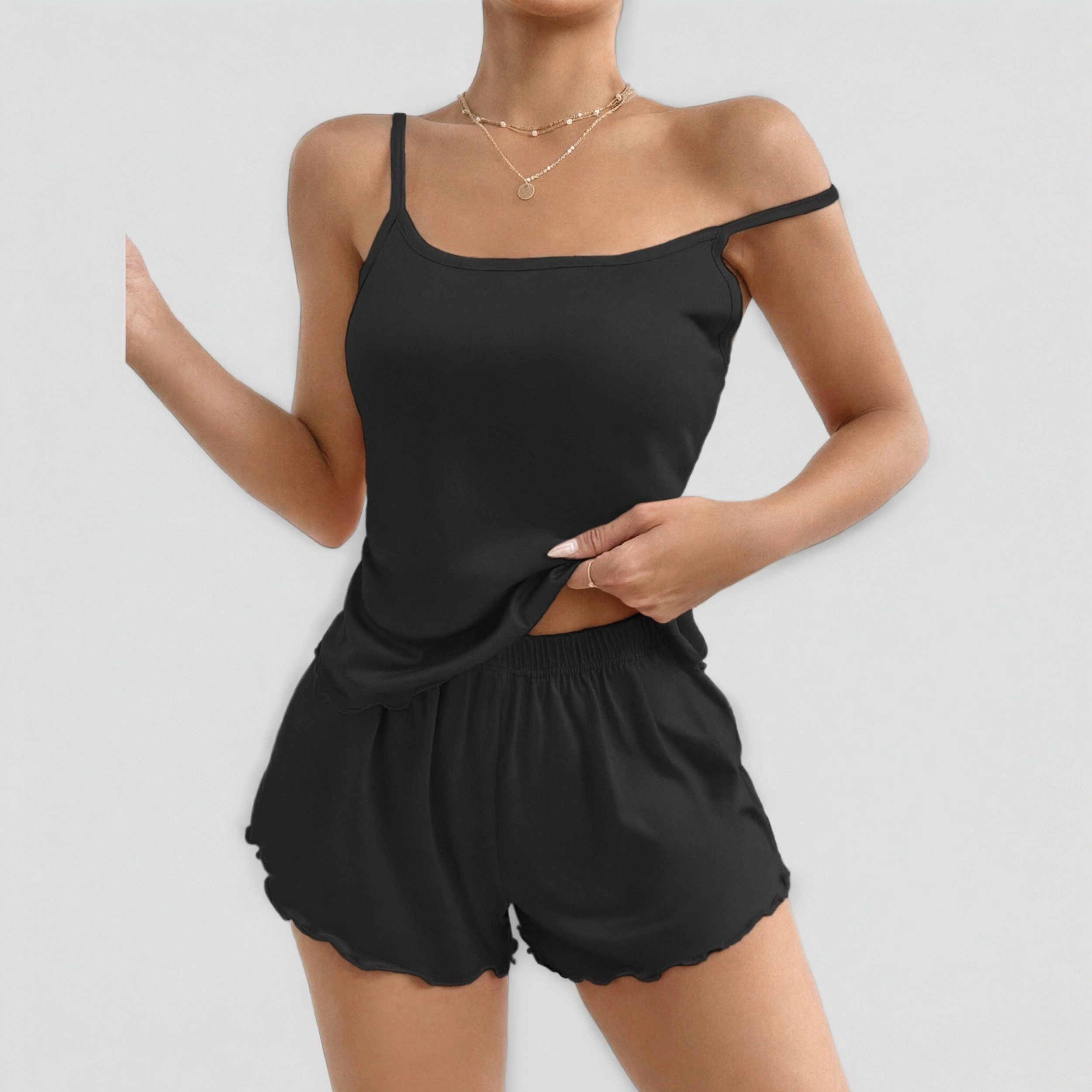 Ekouaer Womens Cami Pajama Sets Two Piece Print Pajamas Tank Top & Elastic Waist Shorts Camisole