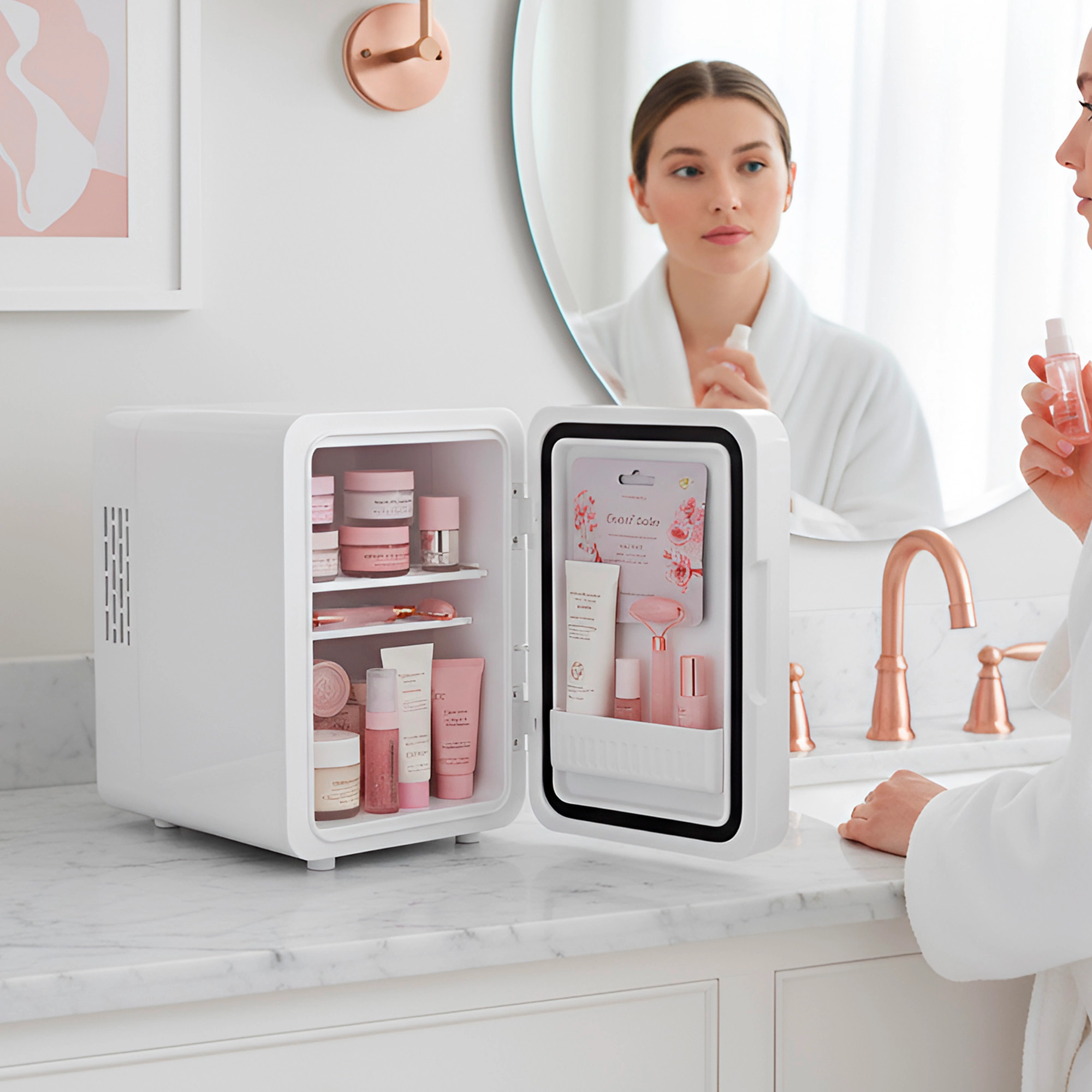 Pursonic Mini Beauty Fridge with LED Mirror Door