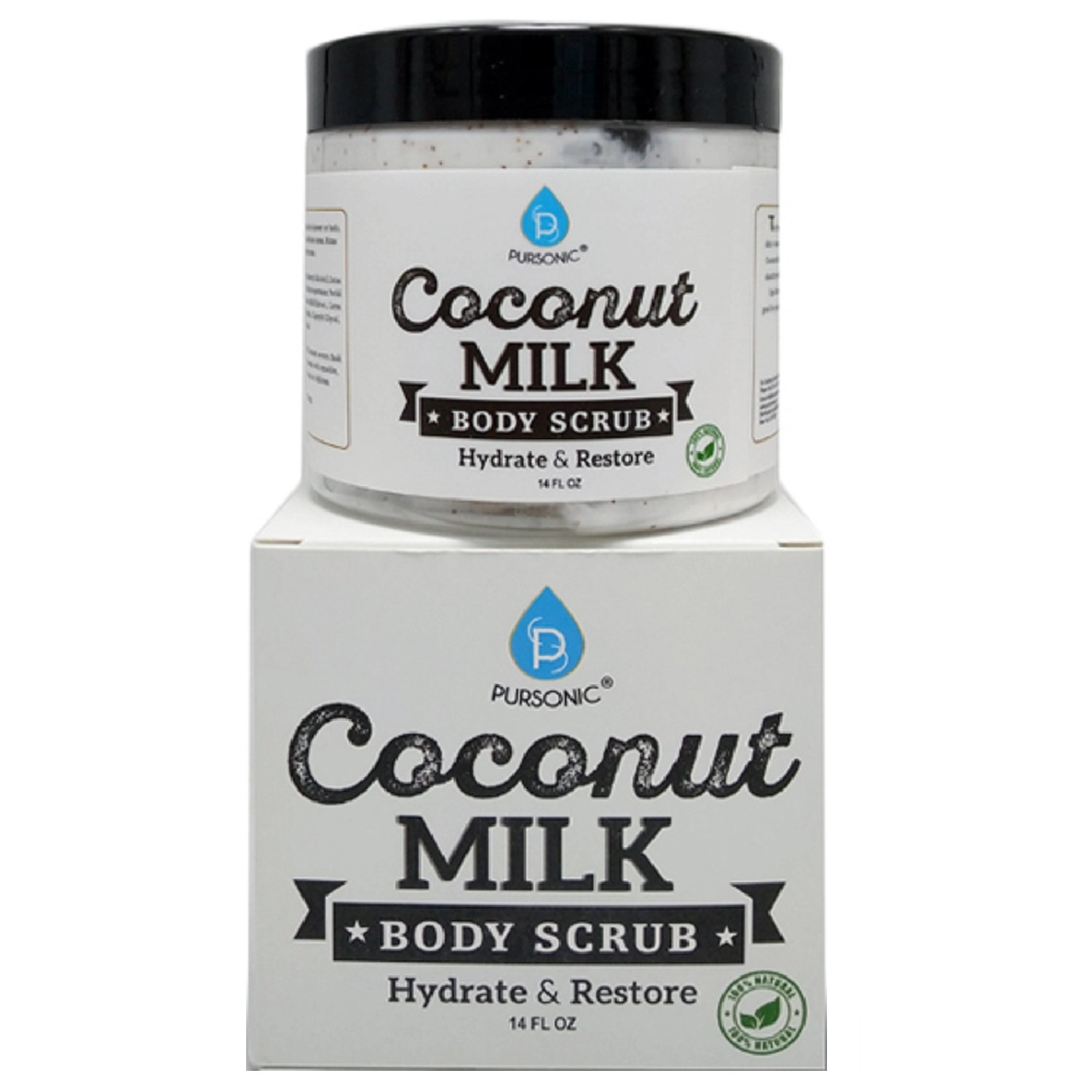 Pursonic Unisex 100% Natural Coconut Milk Body Scrub 14oz