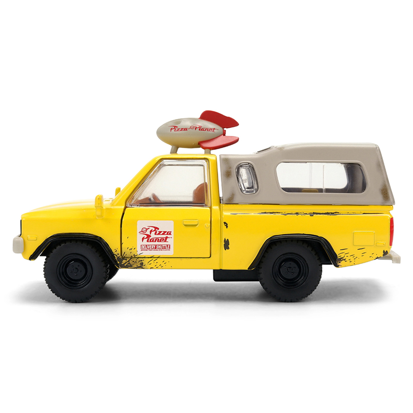 Jada Pizza Planet Truck Yellow (Weathered) with Beige Camper "Toy Story" (1995) Movie "Hollywood Rides" Series