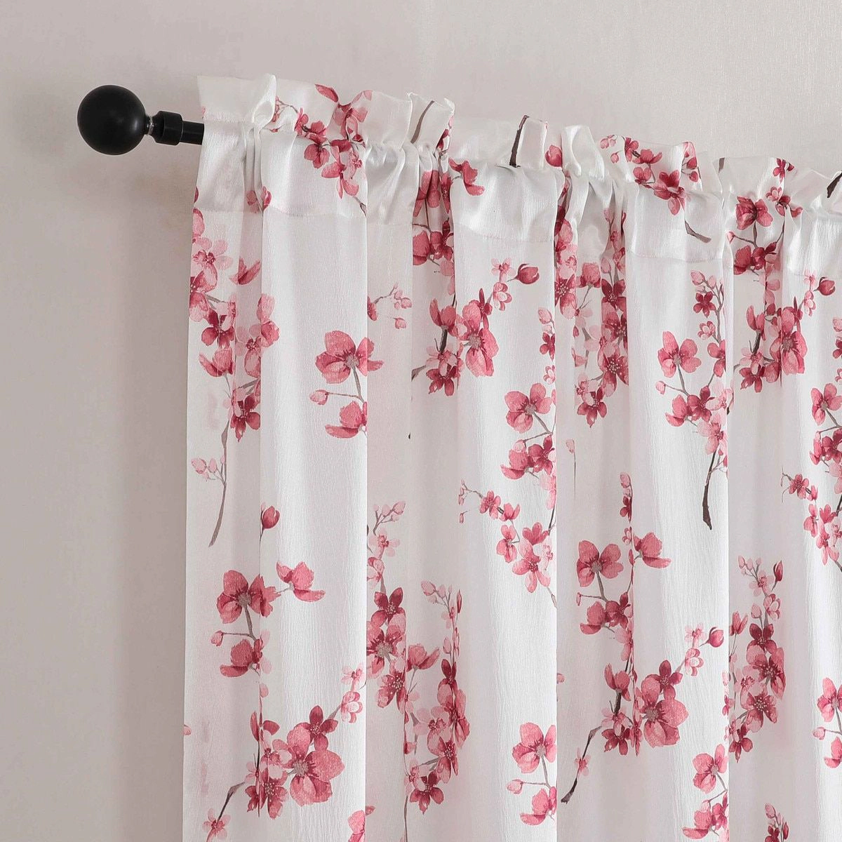 Kate Aurora 1 Piece Printed Cherry Blossom Rod Pocket Window Curtain Panel