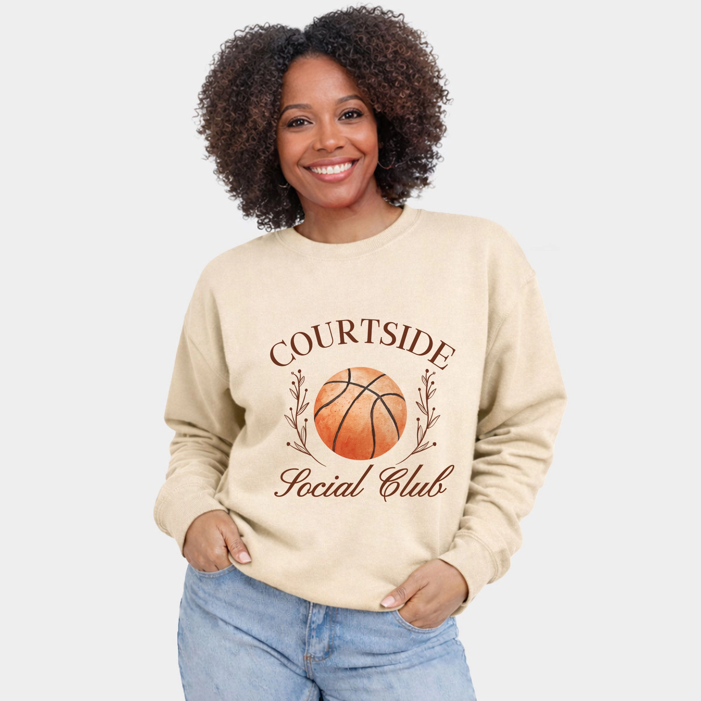 Simply Sage Market - Basketball Courtside Social Club  Women's Graphic Sweatshirt