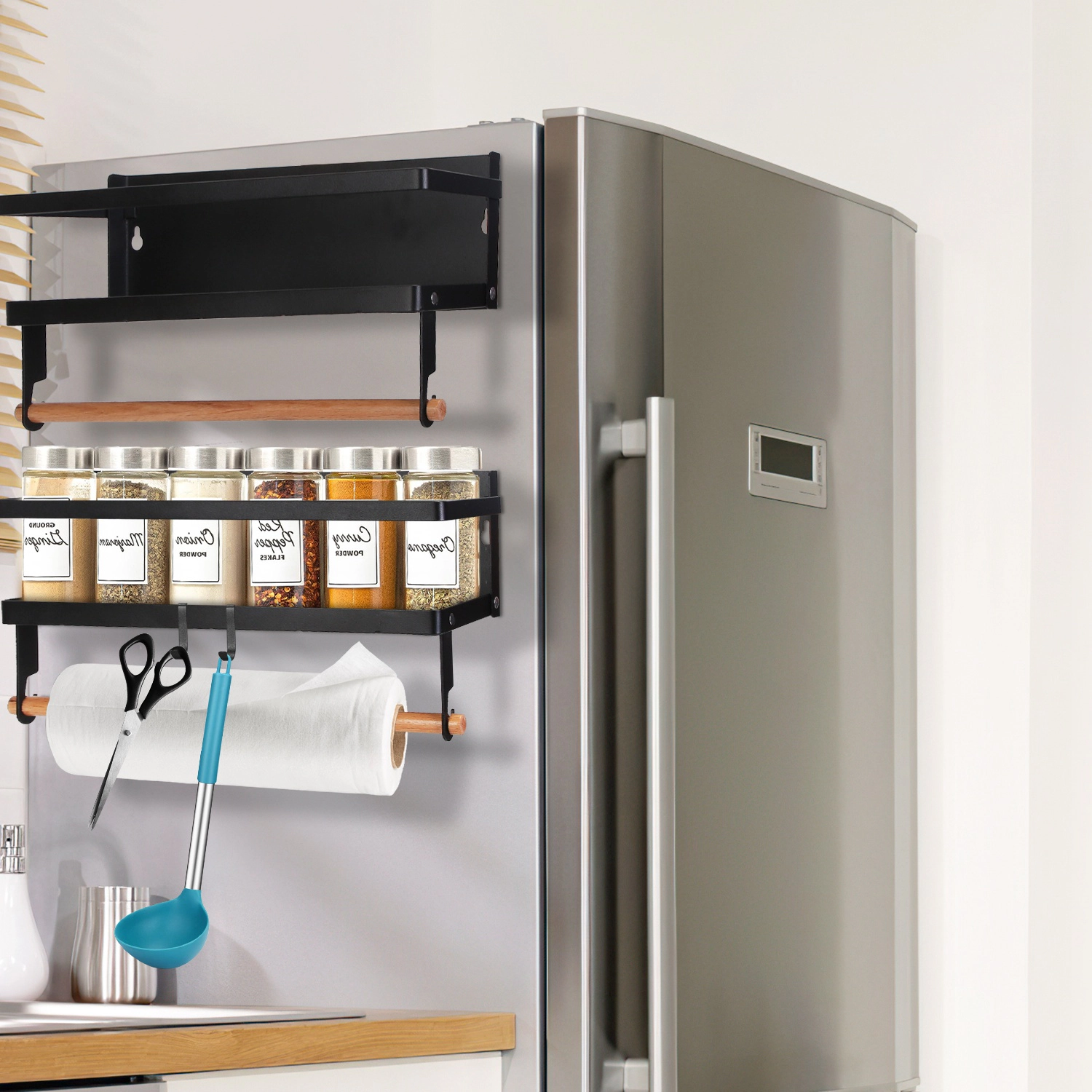 GBruno 2-Piece Magnetic Spice Rack With Paper Towel Holder