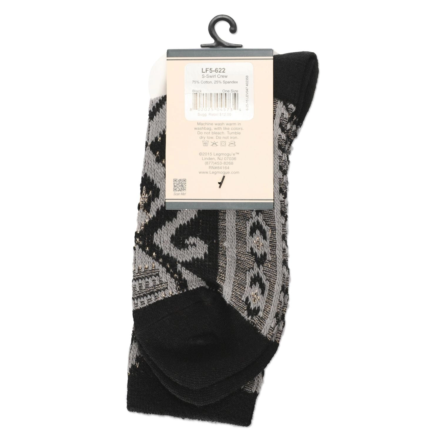 MeMoi Women's S-Swirl Super Comfi Soft-Fit Crew Sock