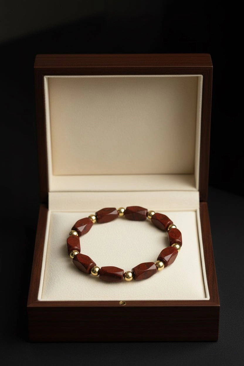 DressAtR Women's Red Jasper Stretch Bracelet