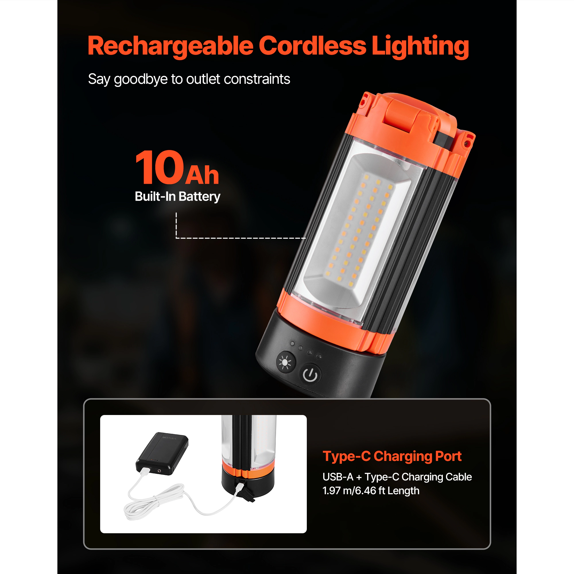 HONGGE LED Work Light with Tripod Stand, Portable Camping for Construction Job Site