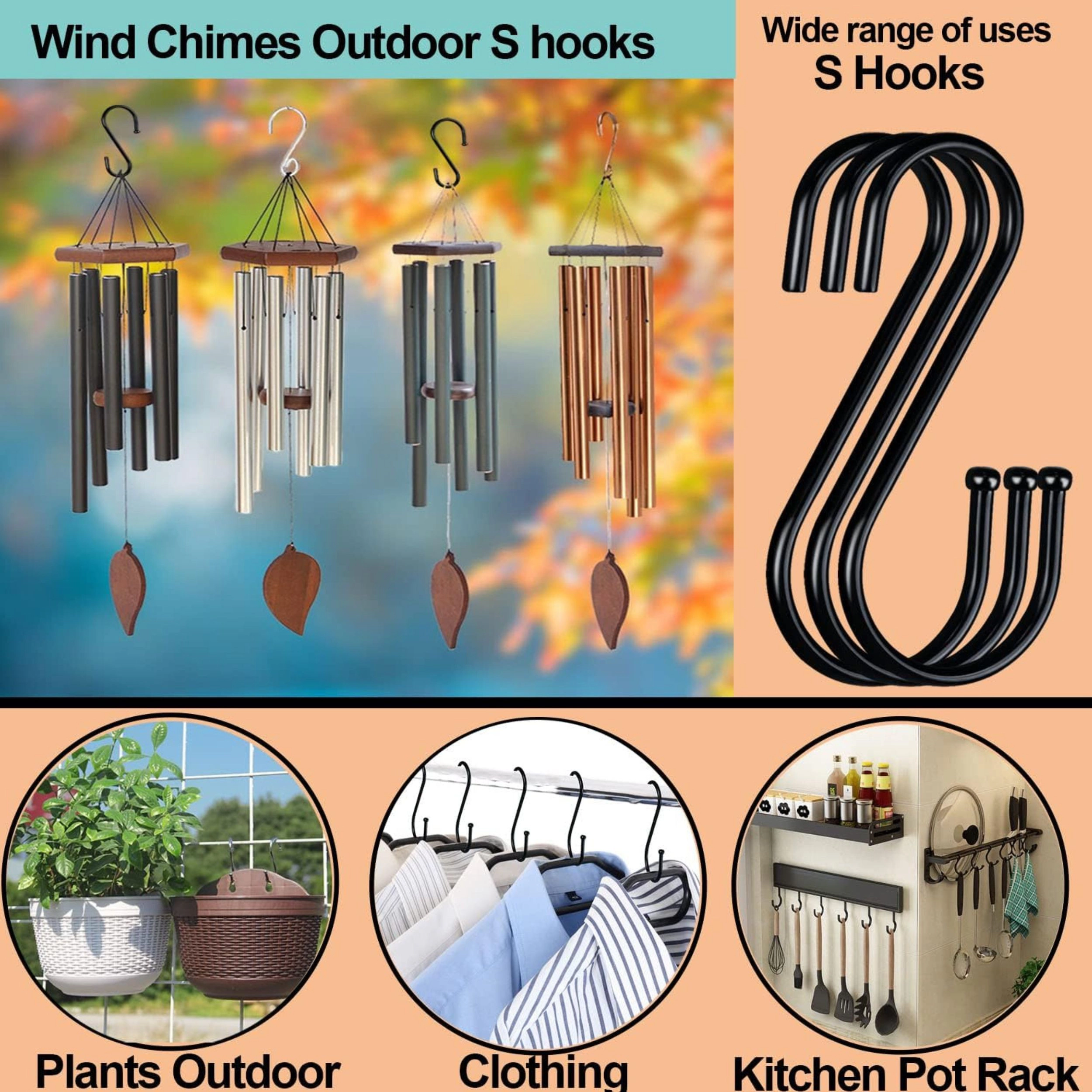 Stock Preferred Heavy Duty Metal S Hooks 3.5 Inch Hanging Utility Hooks for Closet Kitchen and Garden	Pack of 20