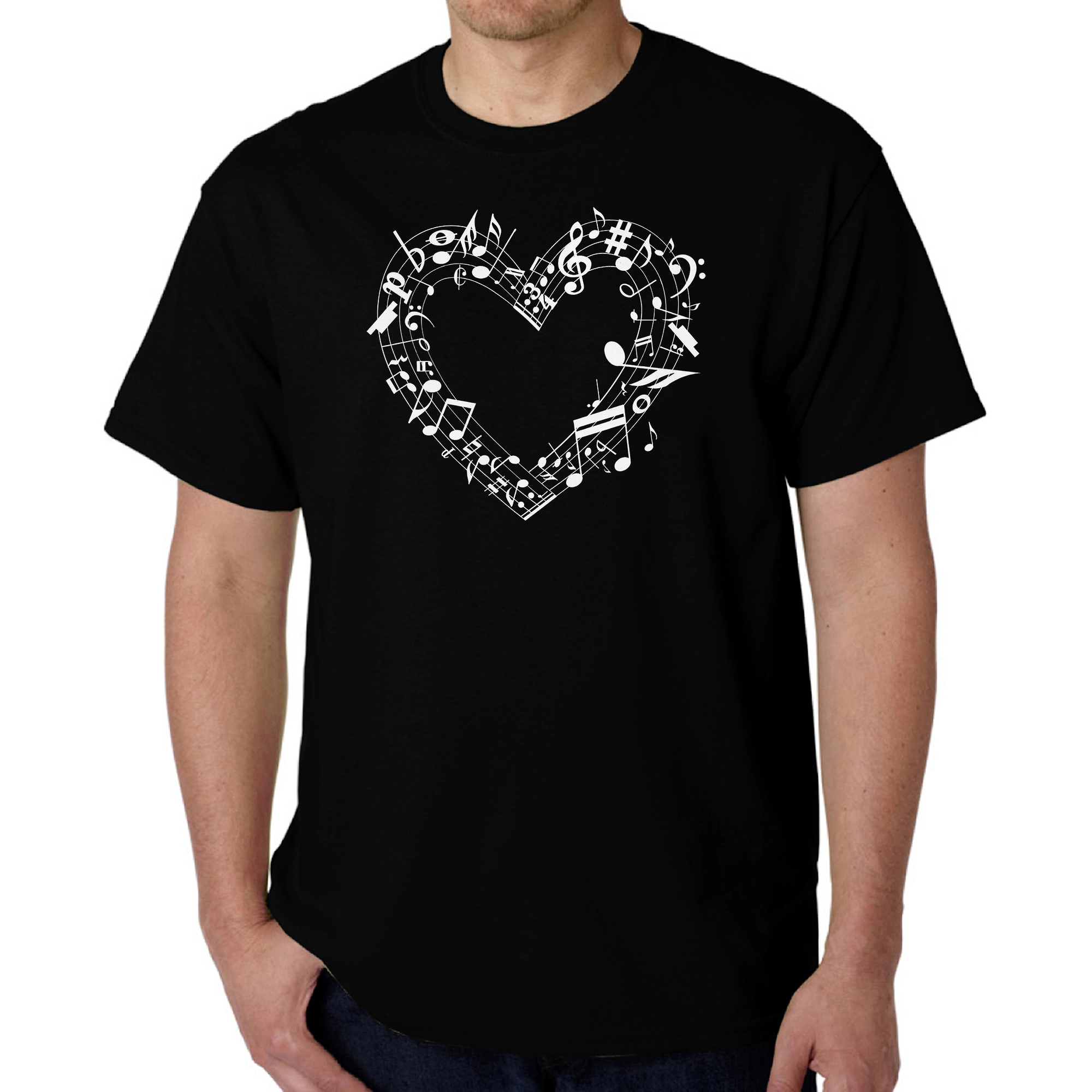 LA Pop Art Men's Sheet Music Heart Graphic T-Shirt
