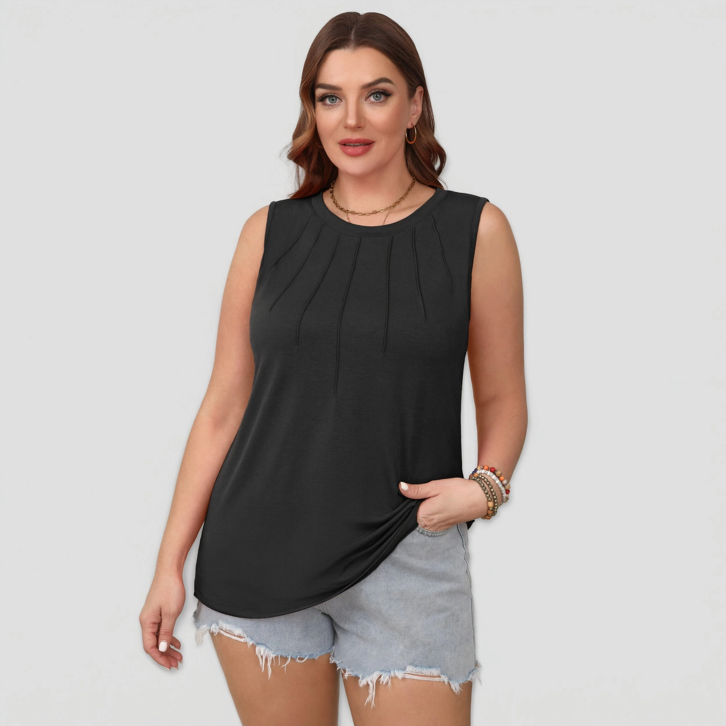 Zeagoo Women's Crew Neck Loose Fit Sleeveless Tunic Tank Top