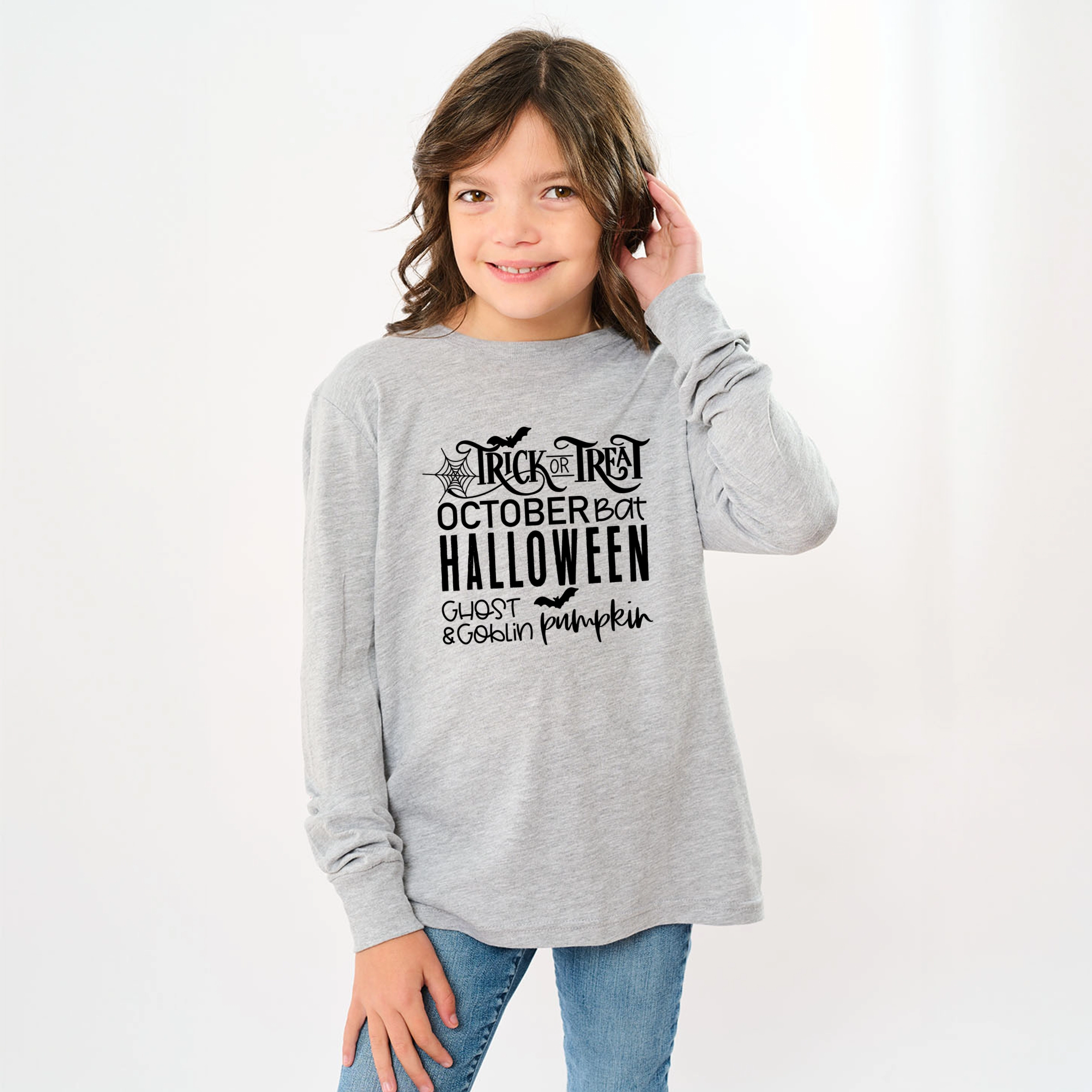 The Juniper Shop - Youth Long Sleeve Graphic T-Shirt Halloween Sayings