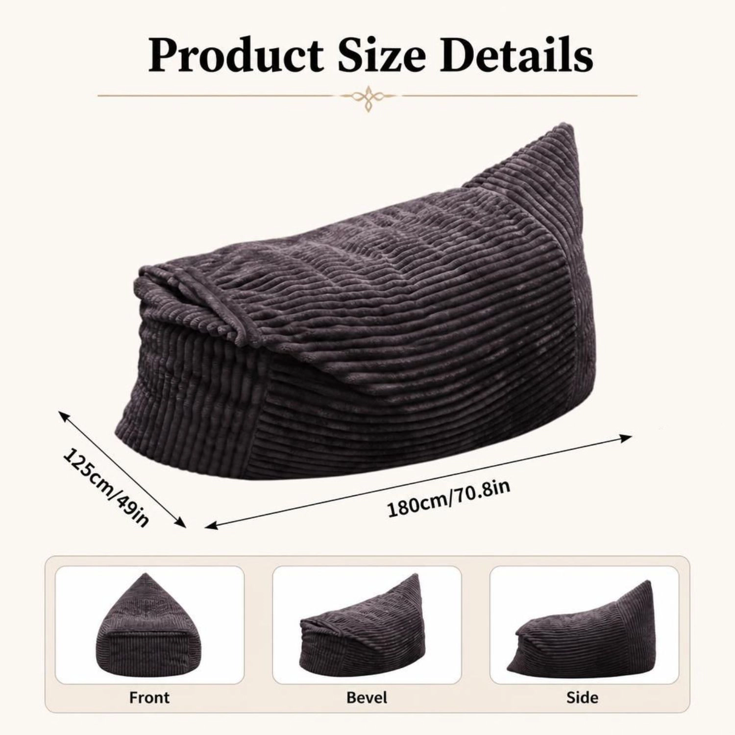 GOODSILO Comfortable Corduroy Lazy Bean Bag Chair