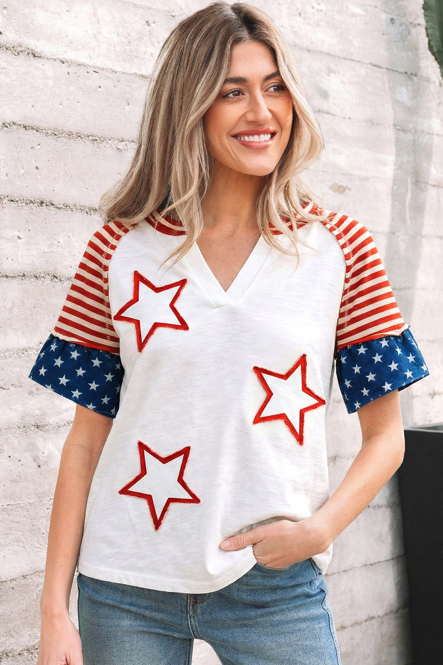Threaded Pear Womens Katalina Inspired Short Sleeve Top - Fiery Red