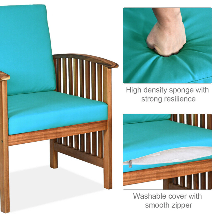 Hivvago 4 Pieces Patio Solid Wood Furniture Set With Water Resistant Cushions