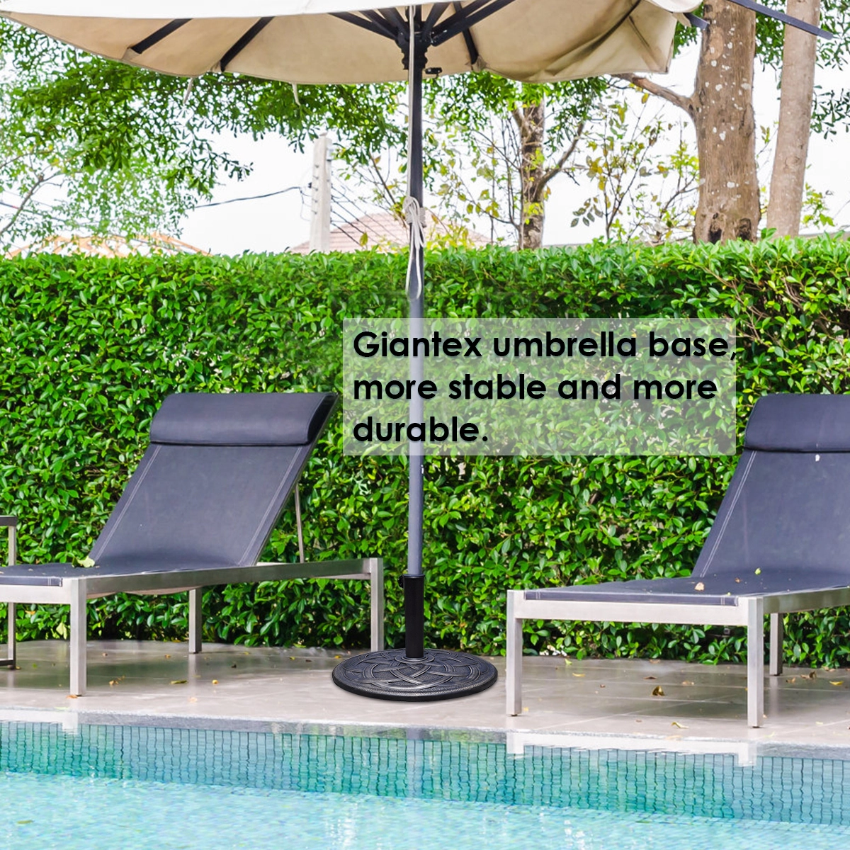 SlickBlue Bronze Patio Umbrella Base with Floral Pattern