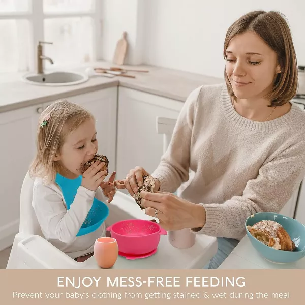 Sperric Silicone Baby Bibs - Soft Bib with Food Catcher, Waterproof Material, Adjustable Fit for & Toddler