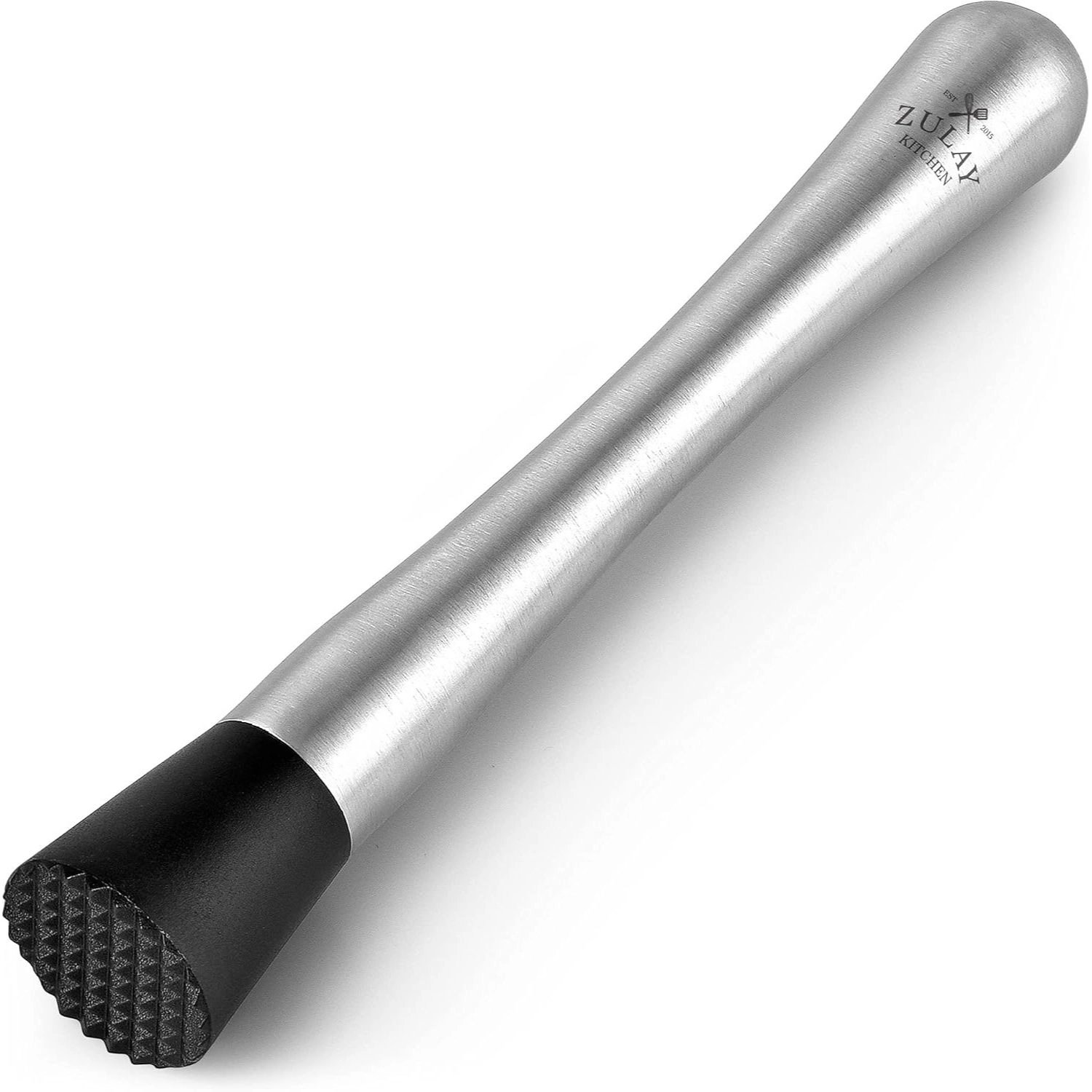 Zulay Kitchen (8 inch) Stainless Steel Muddler for Cocktails - Professional Cocktail Muddler with Grooved Nylon Head