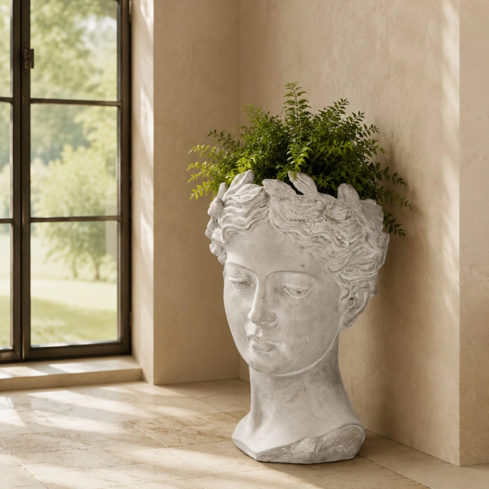 WOW PIONEER Solid Cement Cylindrical Planter Pot