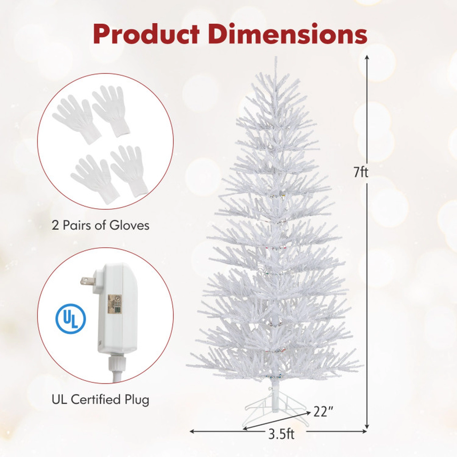 SUGIFT 7-ft White Pre-Lit Artificial Christmas Tree with 923 LED Lights Remote Control and 17 Light Effects