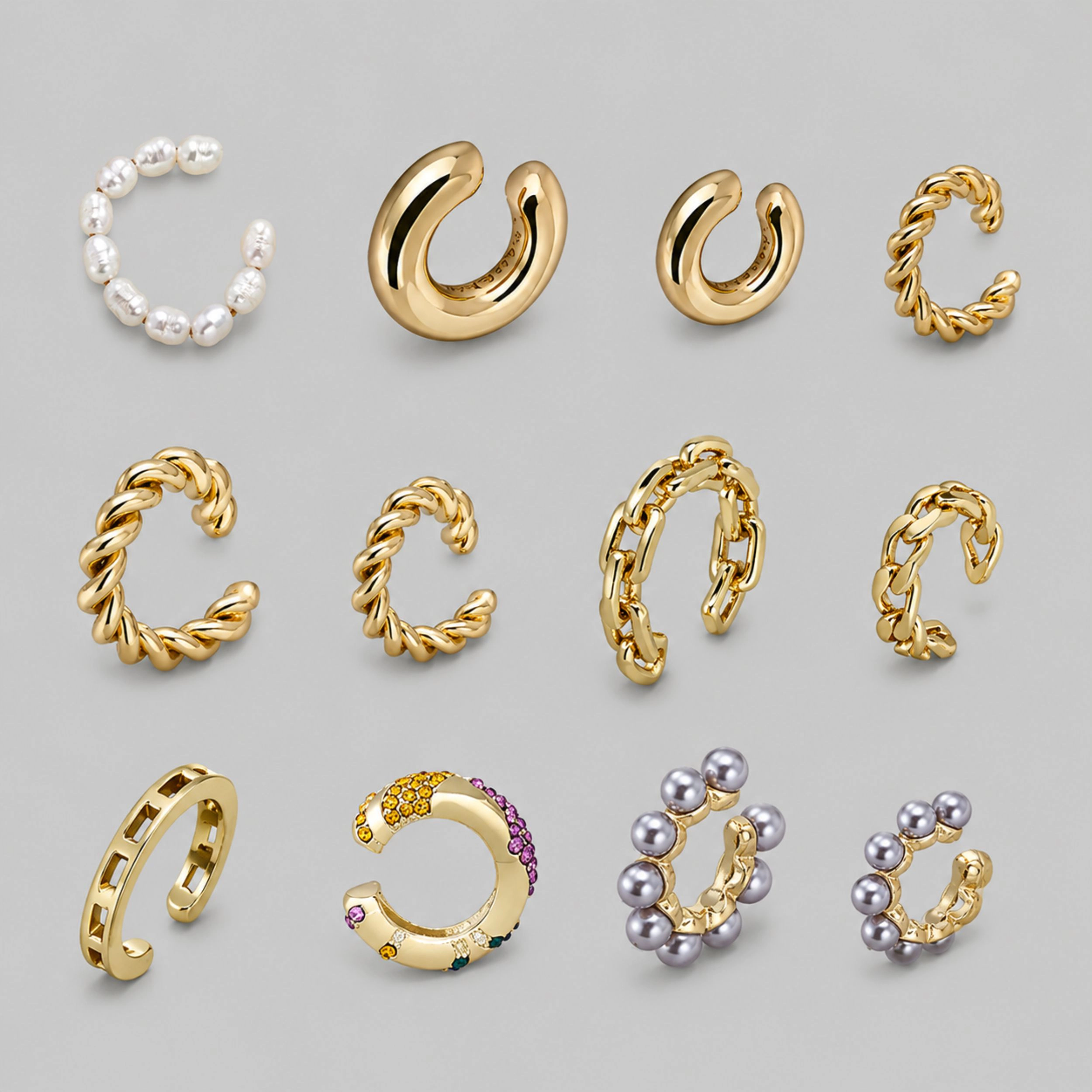 Home Collection Pack of 10 Non-Piercing Ear Cuff Earrings Set