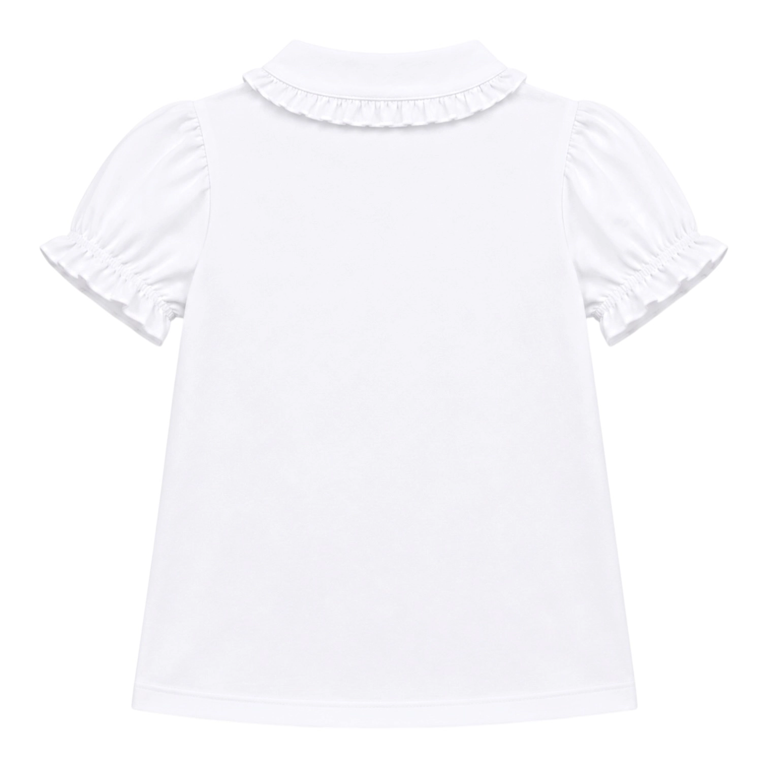 Laurenza's Girls White Ruffle Uniform Polo Button-Down Shirt