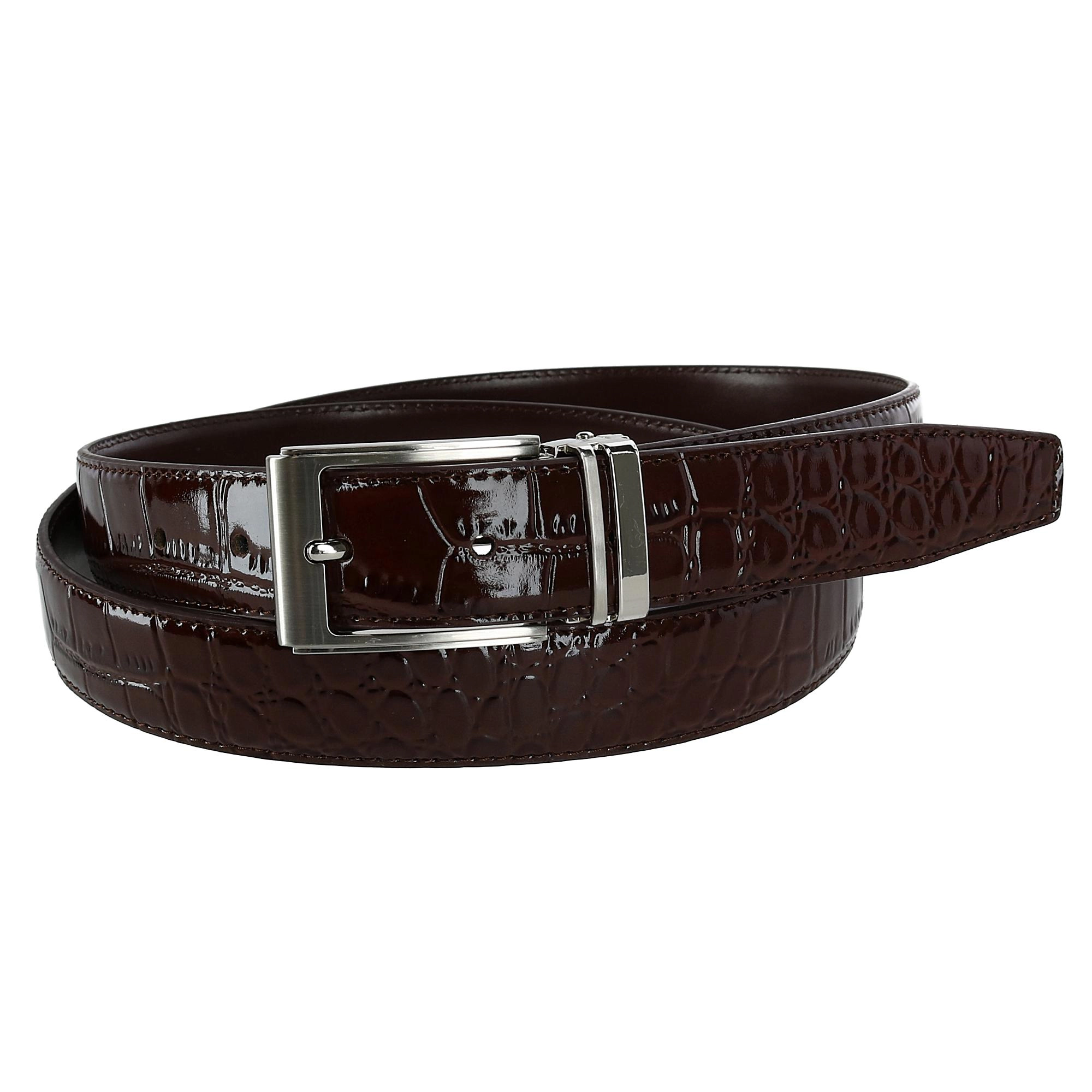 CTM Big & Tall Leather Croc Print Dress Belt with Clamp On Buckle