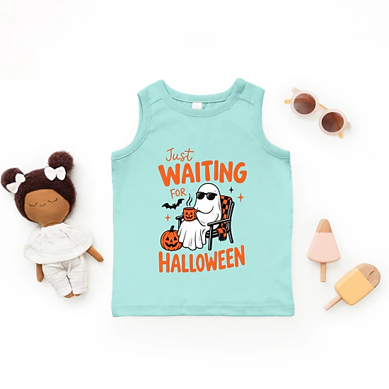 The Juniper Shop - Toddler Graphic Tank - Just Waiting For Halloween Ghost