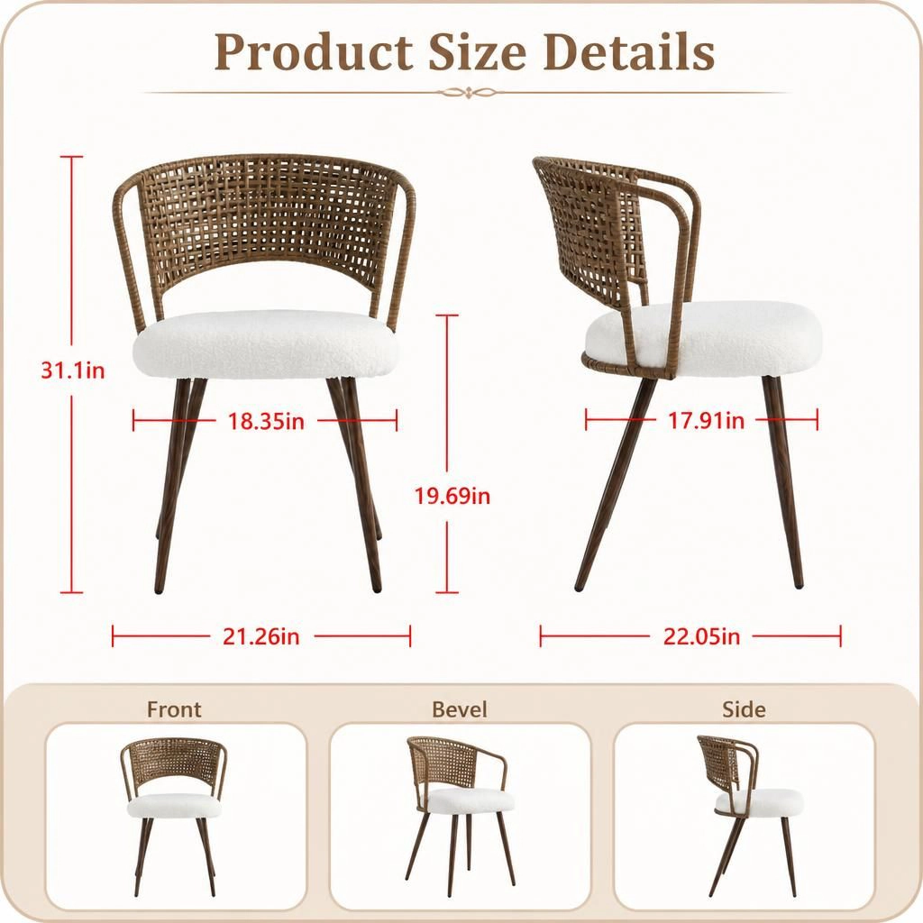 GOODSILO Sturdy Metal Frame Upholstered Woven Dining Seating Chair
