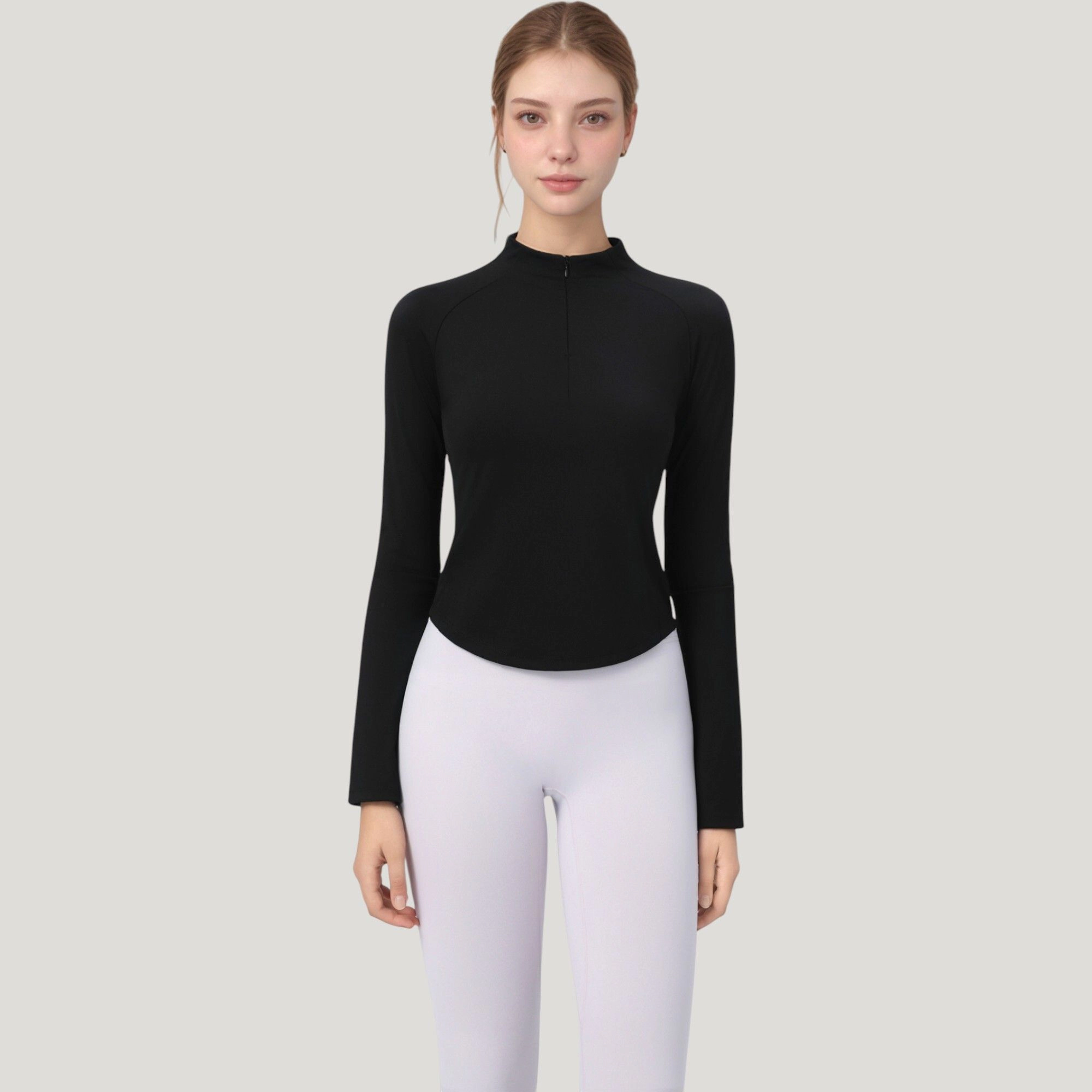 Anna-Kaci Women's Long Sleeve Active Top with Half-Zip Front and Slim Fit