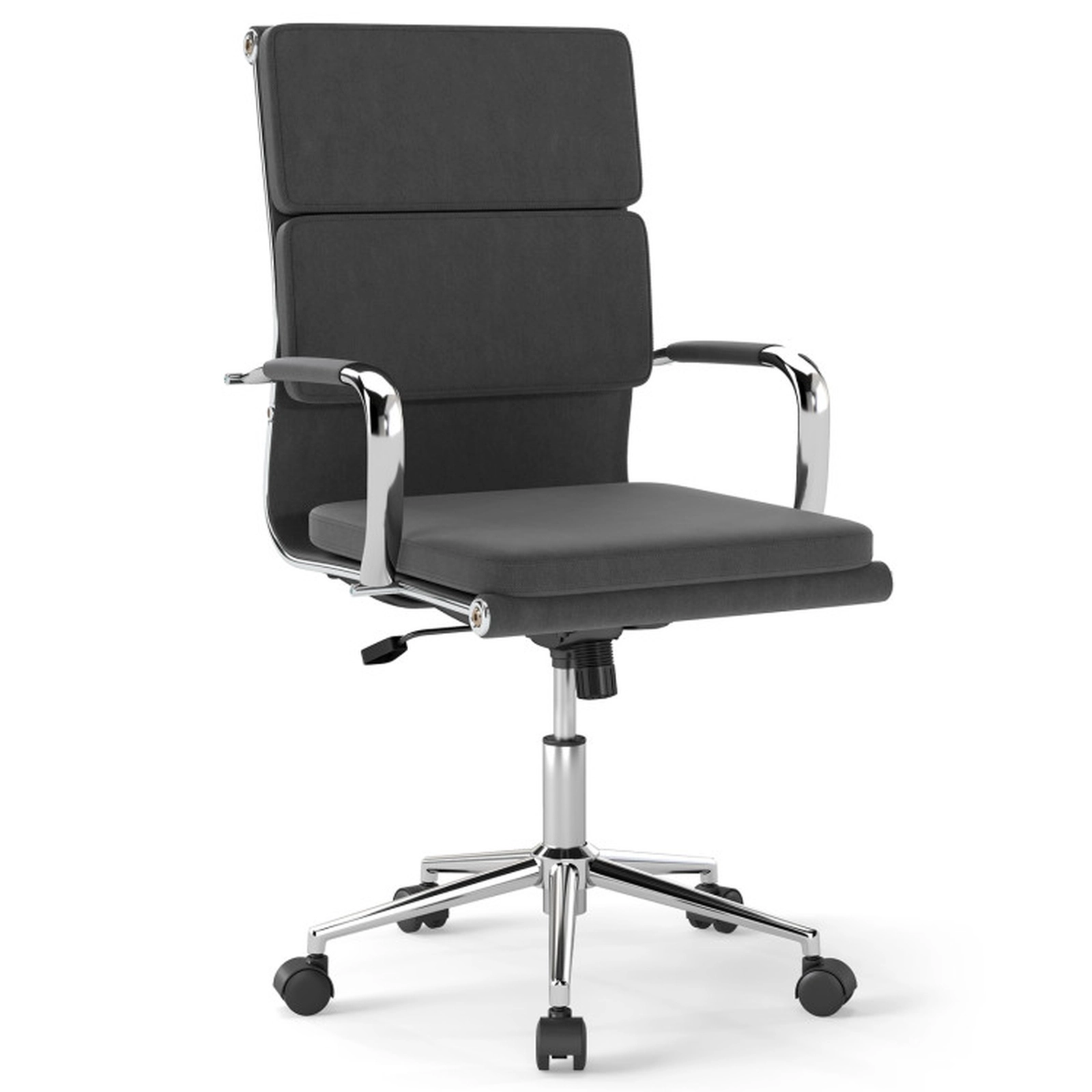 SUGIFT S-Shaped Rocking Backrest Leathaire Upholstered Office Desk Chair 26.5-in x 26.5-in x 37.5-in 330-lb Gray