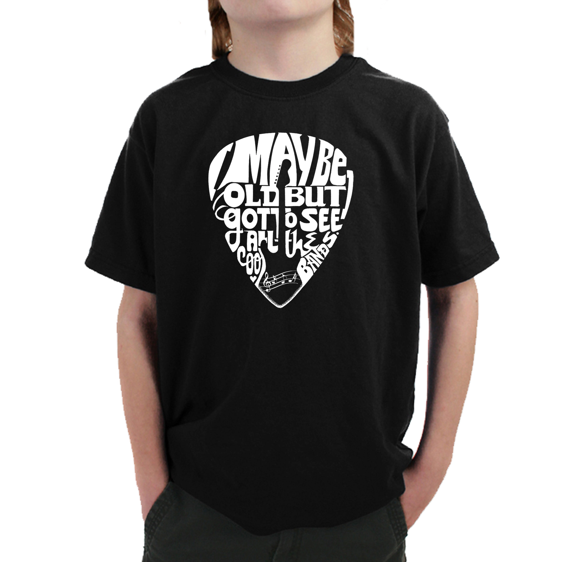 LA Pop Art Boy's Word T-Shirt - Guitar Pick