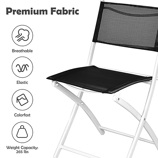 SUGIFT 3-Piece Folding Patio Conversation Bistro Set Glass Top Coffee Table 265-lb Chair Capacity 24 x 28 in Table Black