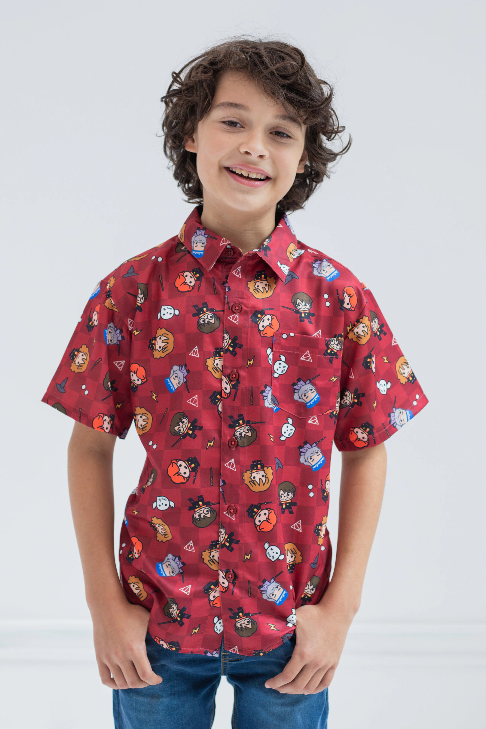 Harry Potter Boys' Short Sleeve Button Down Shirt