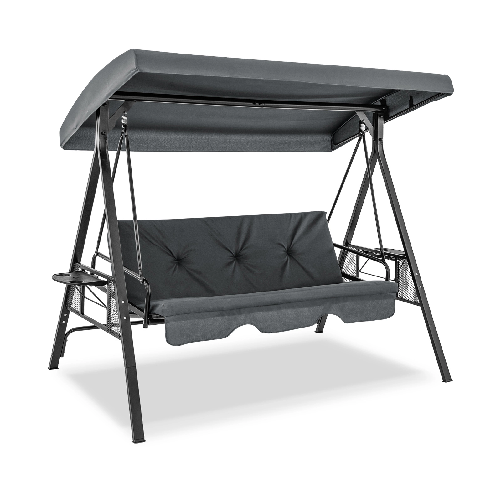 Hivvago Convertible 3-Seat Patio Porch Swing Chair to Flat Bed with Adjustable Canopy
