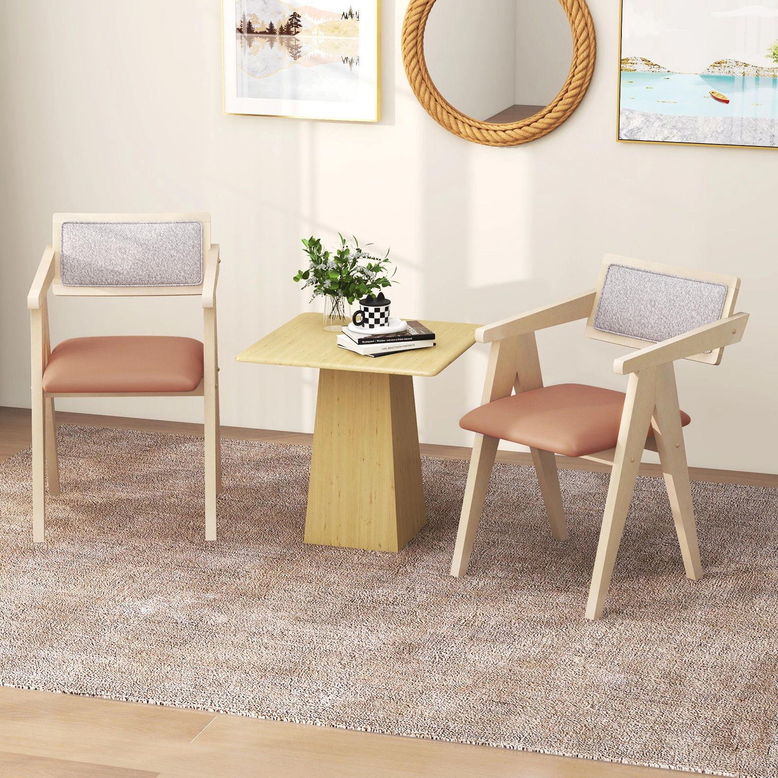 SlickBlue Unisex Sherpa Accent Chairs Set of 2 With Wood Frame