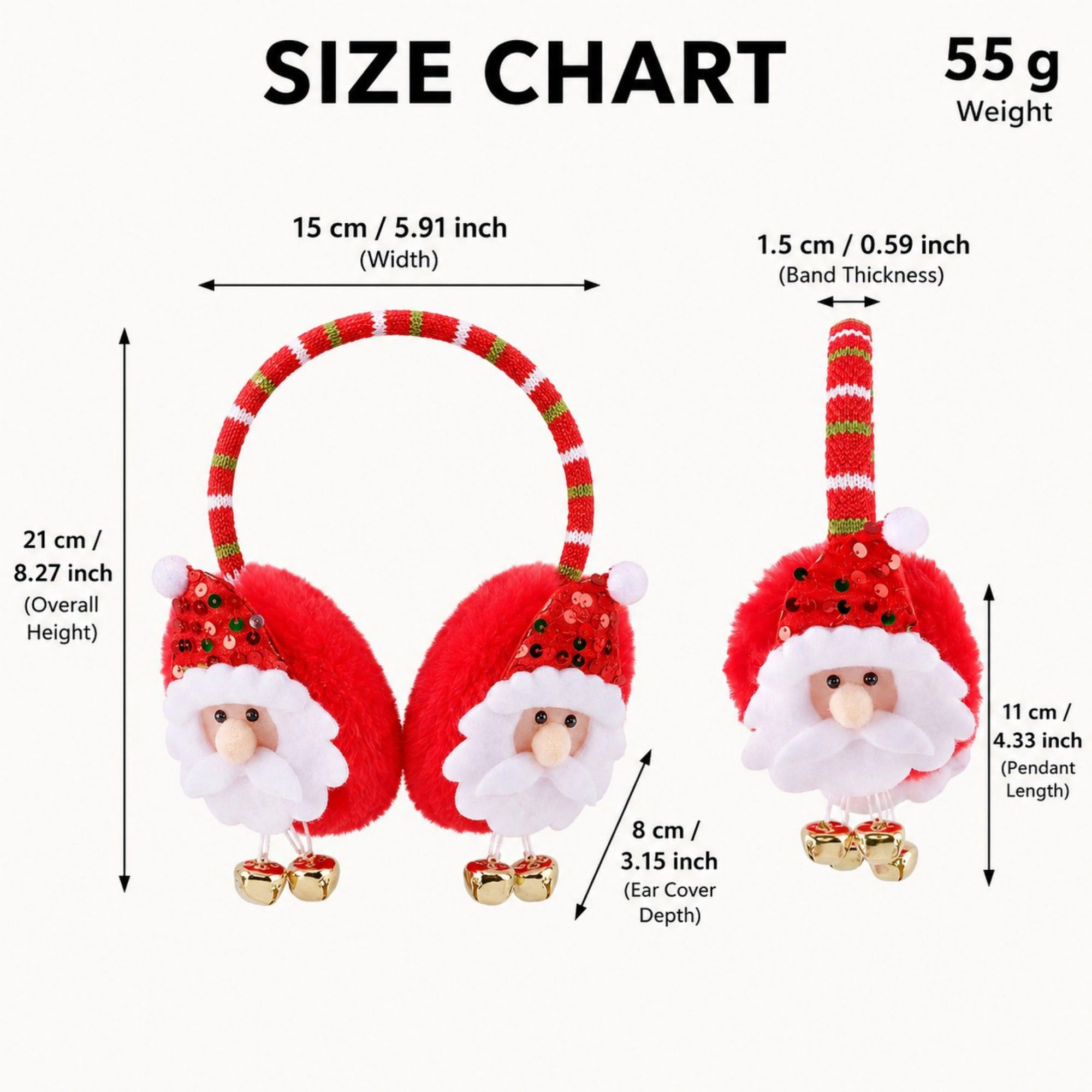 Anna-Kaci Women's Christmas Santa Plush Jingle Bell Winter Earmuffs