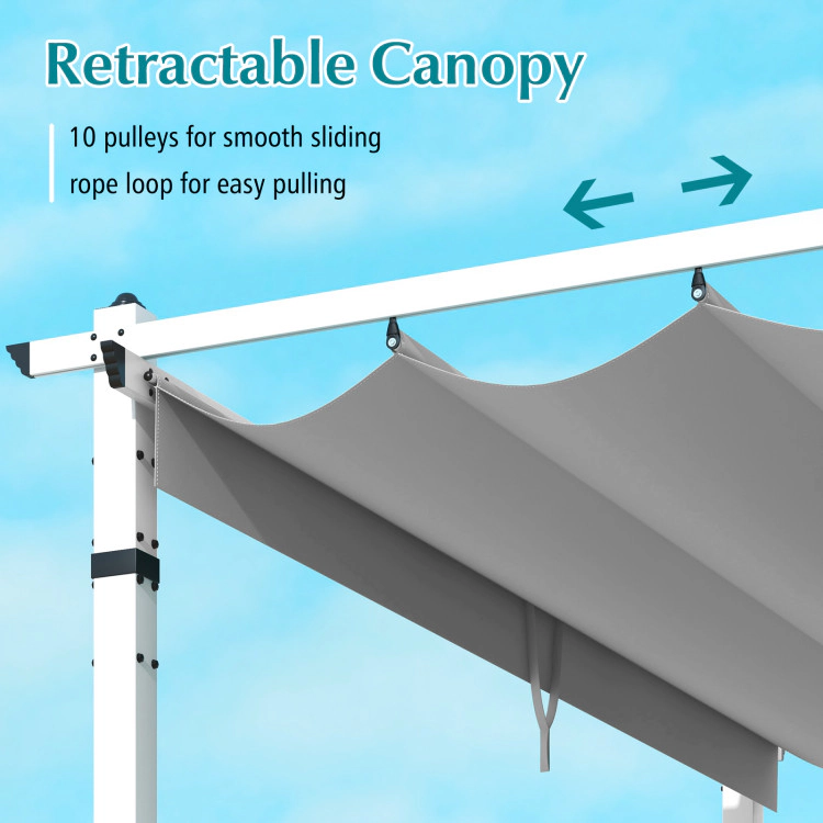 Hivvago Outdoor Pergola with Retractable Canopy and Aluminum Frame