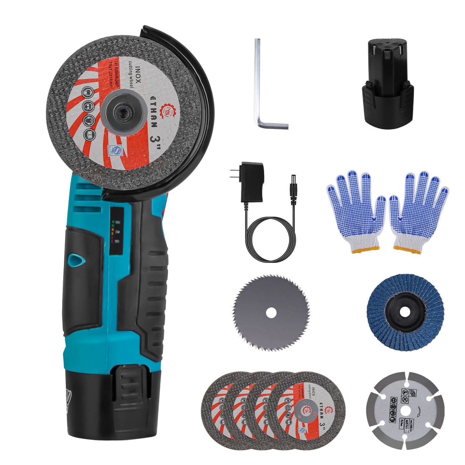 GBruno 12V Cordless Mini Angle Grinder With Batteries