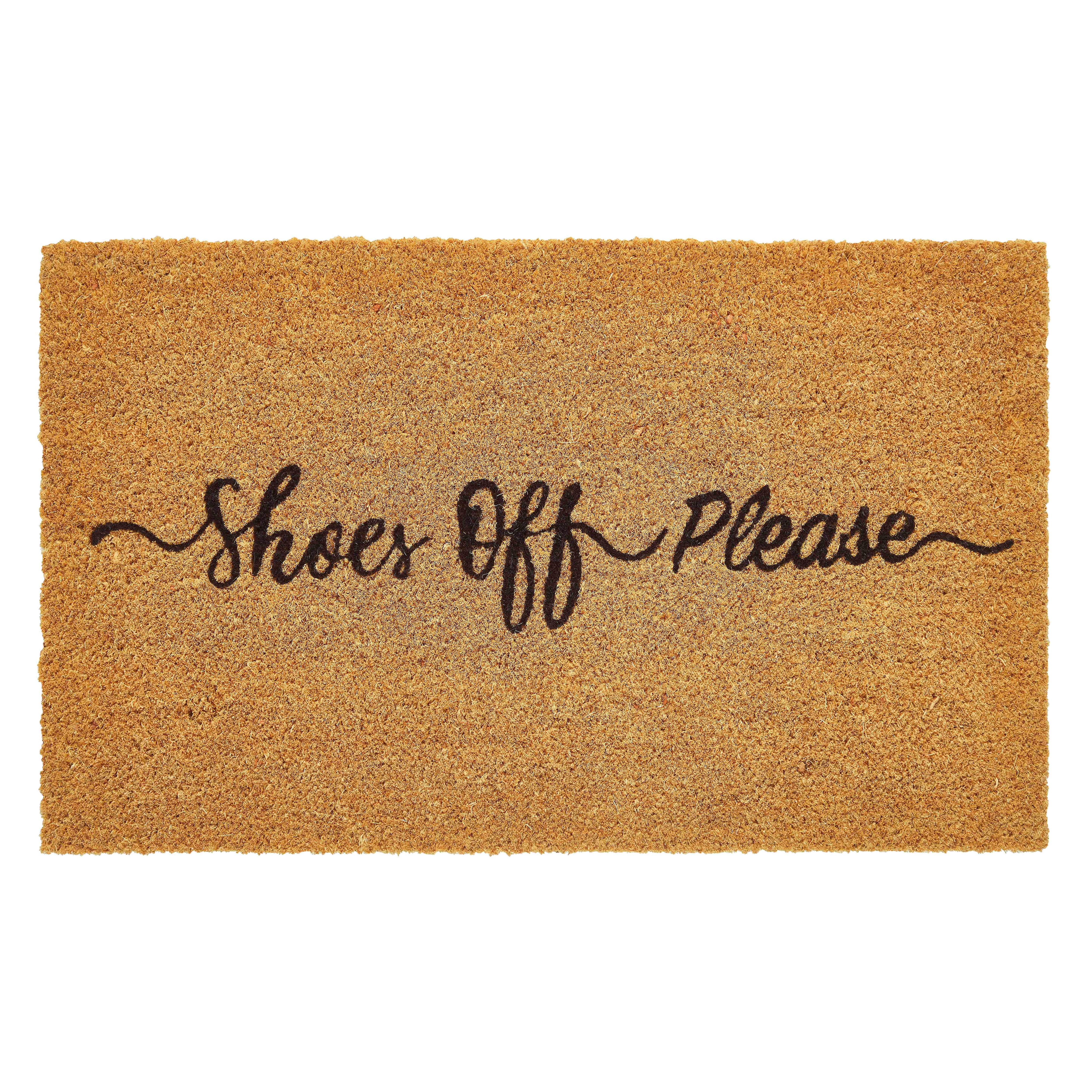 Kate Aurora Shoes Off Please Bristled Coir Outdoor Welcome Mat - 18"x30"