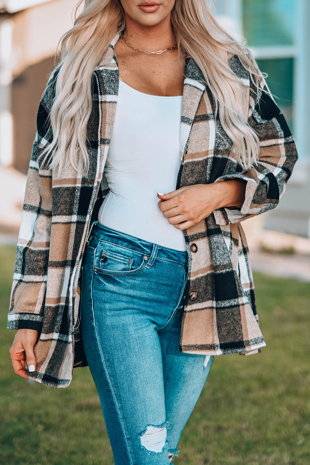 Threaded Pear Women's Mia Plaid Print Shirt