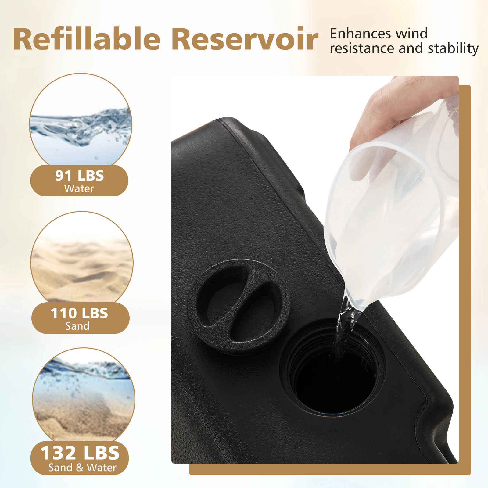 Slickblue HDPE Mobile Umbrella Base with Retractable Handle and Locking Wheels
