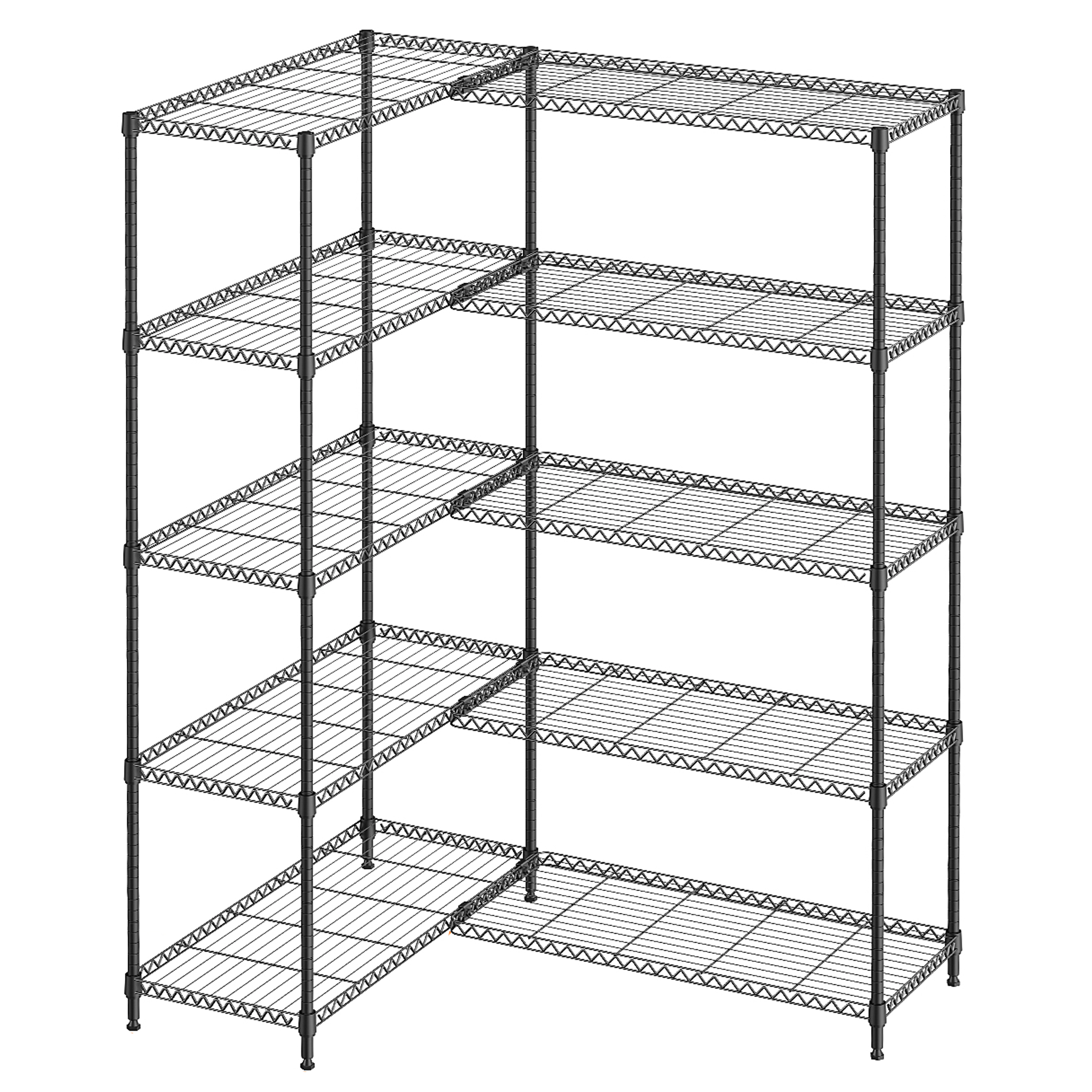 Flynama 5 Tier Wire Shelving 70.5H x 33.5W x 15.8D in 1500LBS Adjustable Garage Unit in Black