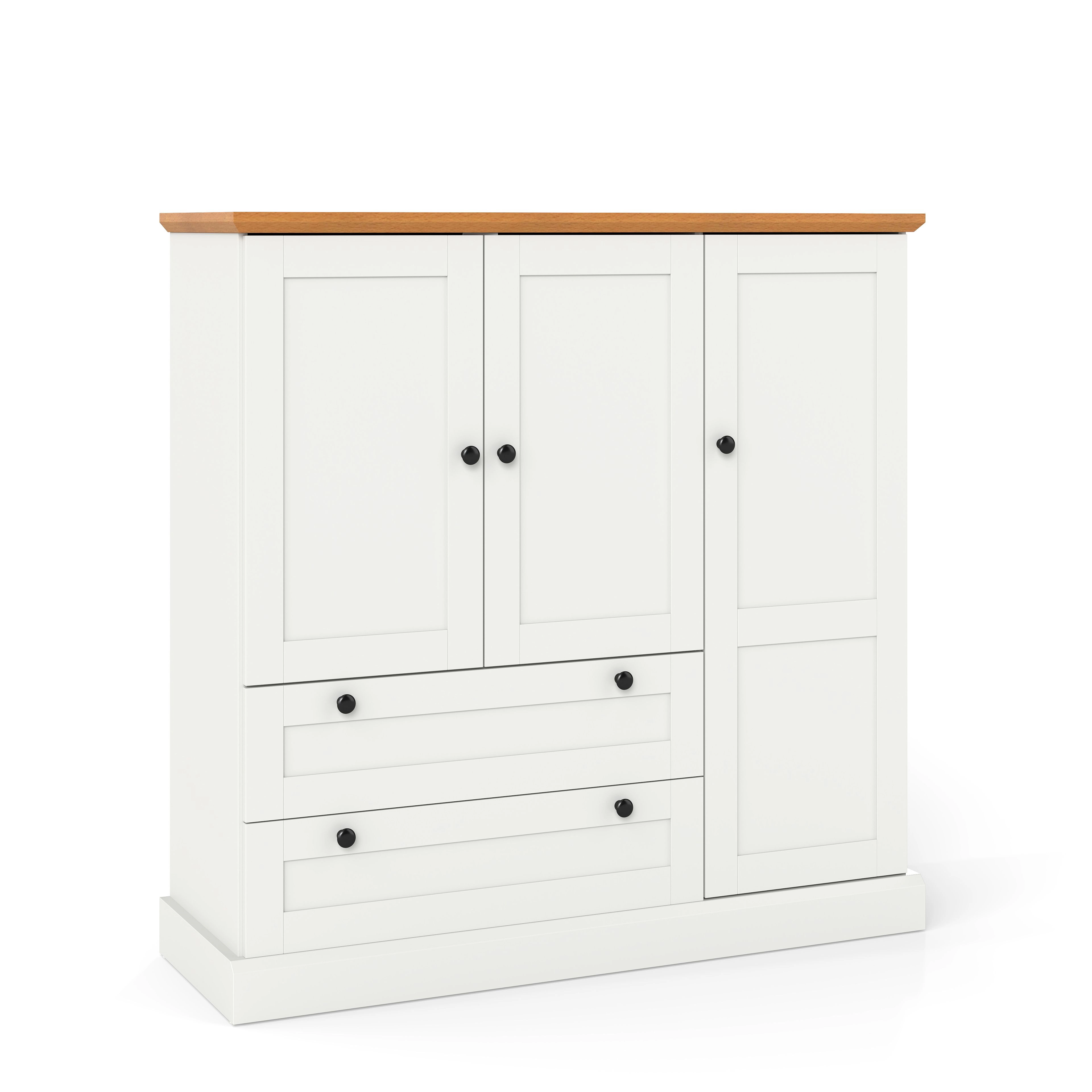 SlickBlue 47.5 Inch Kitchen Pantry Cabinet with Drawers and Storage White