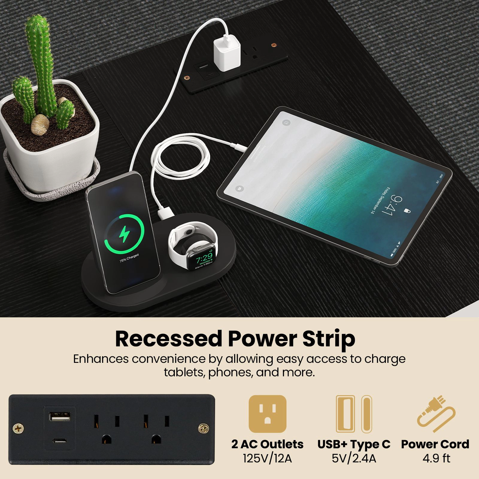 SlickBlue L Shaped Computer Desk with Power Outlet Storage Shelves